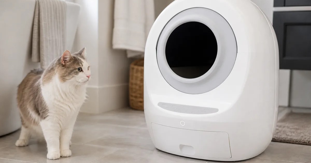 Casa Leo Leo's Loo Too Covered Self-Cleaning Litter Box in use — AI-generated illustration