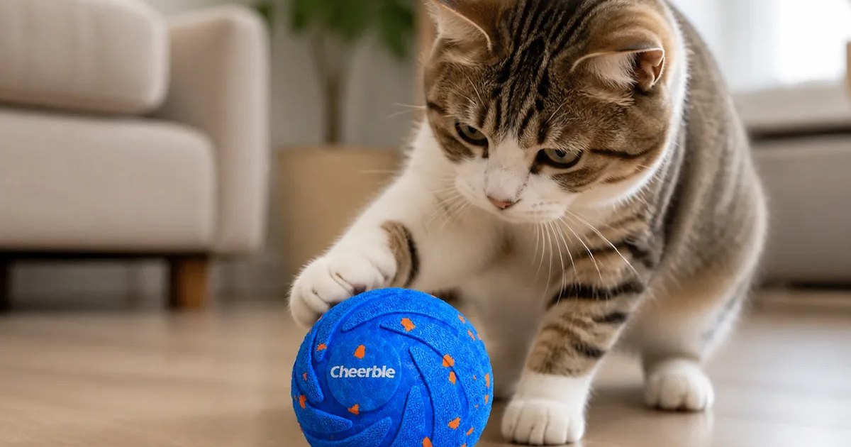 Cheerble Wicked Ball Interactive Dog & Cat Toy in use — AI-generated illustration