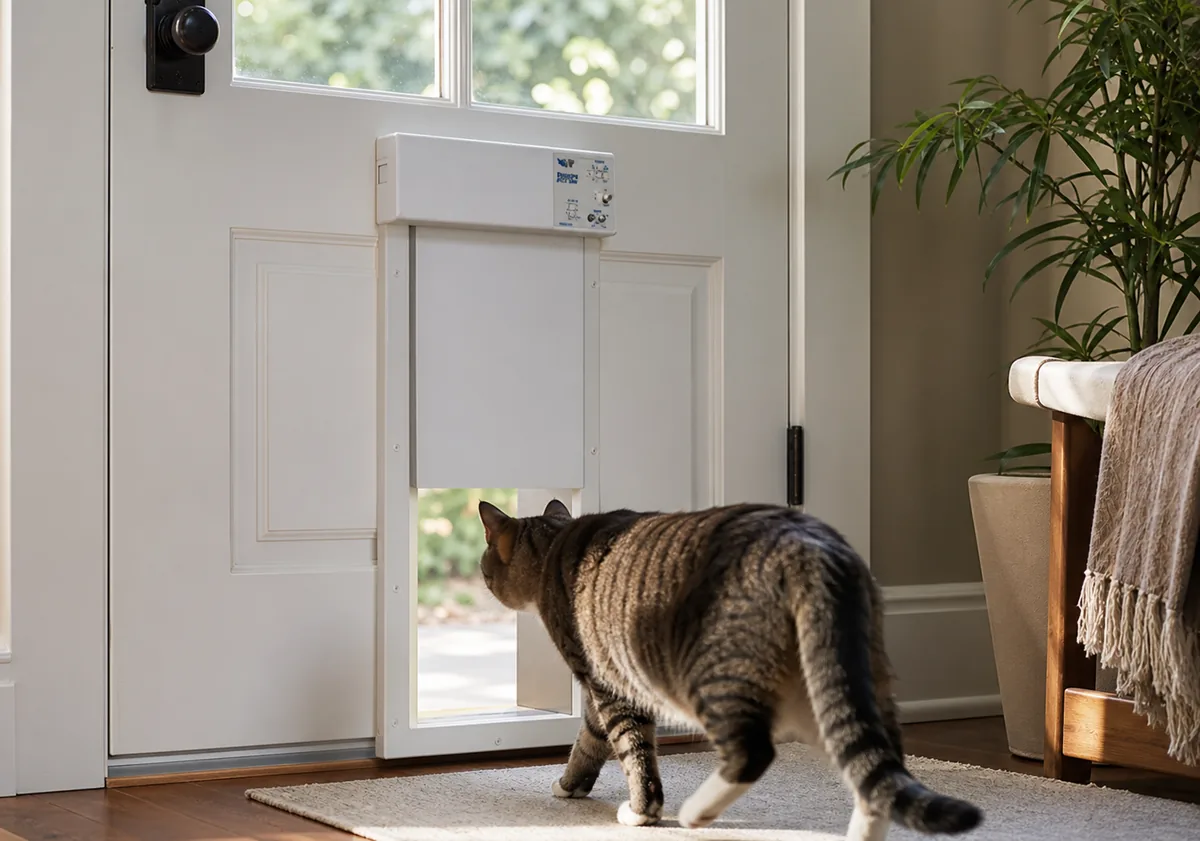 High Tech Pet Power Pet Electronic Pet Door in use — AI-generated illustration