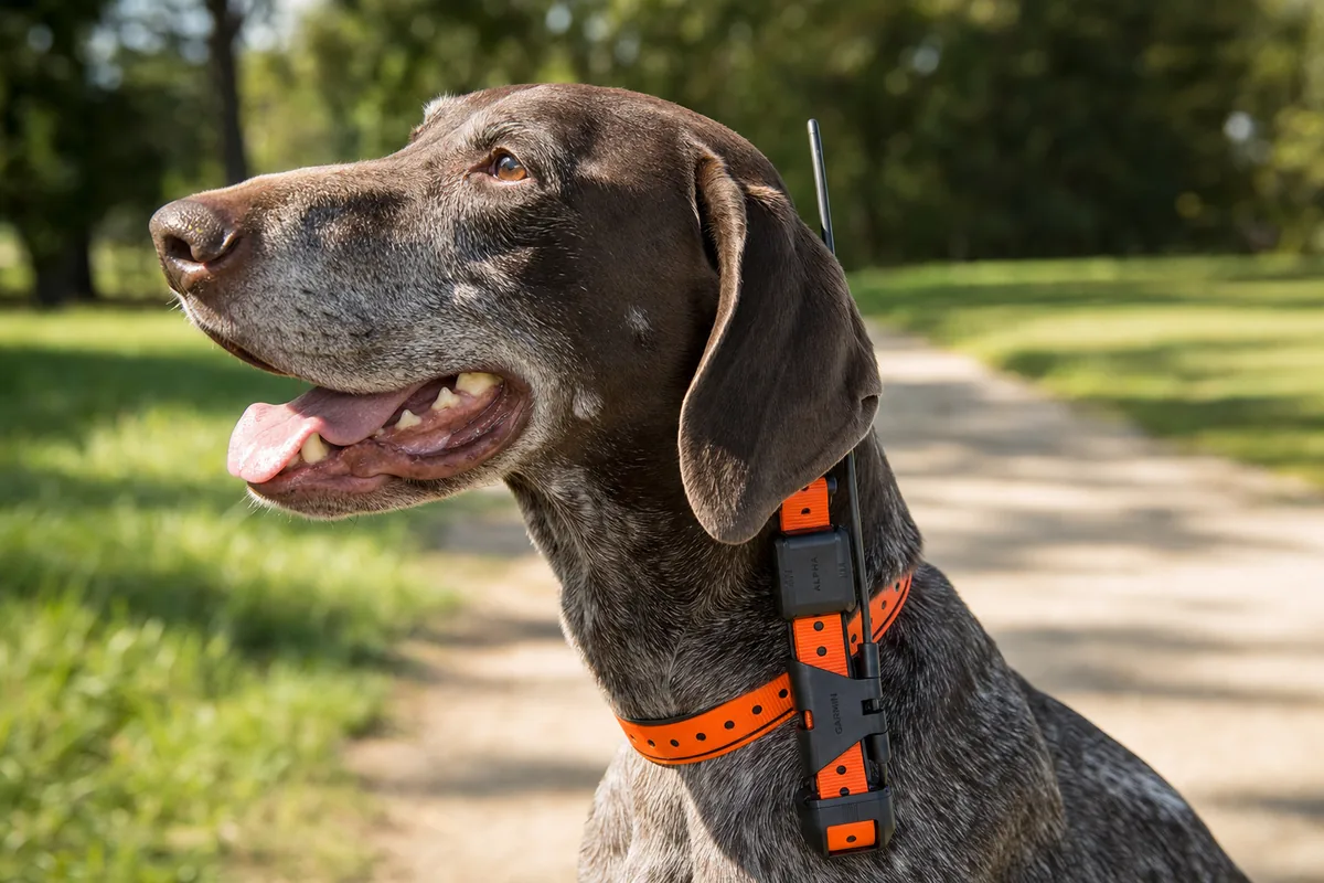Garmin Alpha TT 25 GPS Dog Tracking and Training Collar in use — AI-generated illustration
